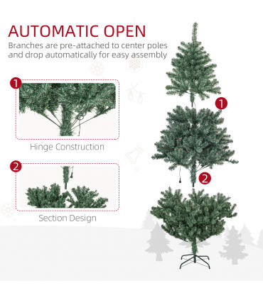 HOMCOM 6ft Artificial Christmas Tree with LED Lights, Decoration, Auto Open