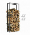 Outsunny 100-150cm Retractable Metal Firewood Log Holder Rack with Hooks