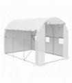 Outsunny Polytunnel Greenhouse with PE Cover, Galvanised Steel Frame, White