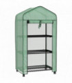 Outsunny Portable Mini Greenhouse with Roll-up Door and Wheels, Green