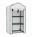 Outsunny Portable Mini Greenhouse with Roll-up Door and Wire Shelves, White