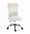 HOMCOM Fluffy Makeup Vanity Chair with No Arm, Swivel Wheels, Unicorn Tone