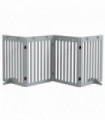 PawHut Pet Gate Foldable Fence Freestanding Dog Barrier w/ Support Feet Grey