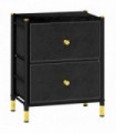 HOMCOM PU Leather Bedside Table with 2 Drawers and Steel Legs, Black