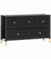 HOMCOM Fabric Chest of Drawers with PU Leather Surface, for Bedroom