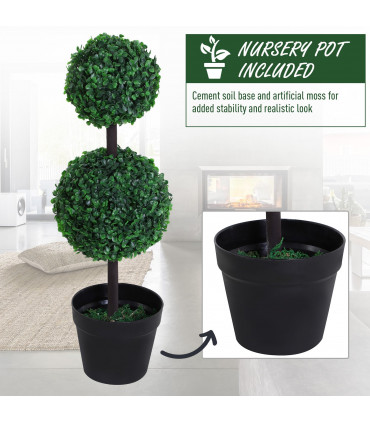 PE Set of 2 Artificial Boxwood Ball Topiary Plant Tree's Green