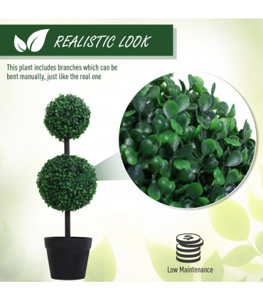 PE Set of 2 Artificial Boxwood Ball Topiary Plant Tree's Green