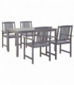 vidaXL 5 Piece Outdoor Dining Set Grey Solid Acacia Wood