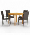 vidaXL 5 Piece Garden Dining Set Brown