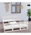 vidaXL 7 Piece Garden Lounge Set White Solid Pinewood