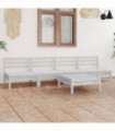 vidaXL 5 Piece Garden Lounge Set White Solid Pinewood