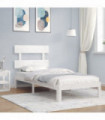 vidaXL Bed Frame with Headboard White 90x200 cm Solid Wood
