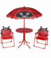vidaXL 3 Piece Kids' Garden Bistro Set with Parasol Red