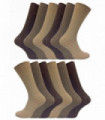 12 Pairs 100% Cotton Socks (6-11 UK / SE002 Brown)