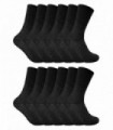 12 PAIRS Ladies Thermal Diabetic Socks (4-8 / Black)