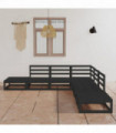 vidaXL 7 Piece Garden Lounge Set Black Solid Wood Pine