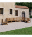 vidaXL 8 Piece Garden Lounge Set Honey Brown Solid Pinewood