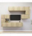 vidaXL 8 Piece TV Cabinet Set Sonoma Oak Engineered Wood