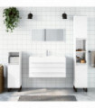 vidaXL Bathroom Cabinet with Mirror High Gloss White Engineered Wood