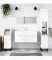vidaXL Bathroom Cabinet with Mirror High Gloss White Engineered Wood