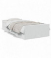 vidaXL Bed Frame with Drawers White 75x190 cm Small Single Engineered Wood