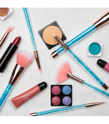 Cosmic Make Up 7pcs Brush Set With Liquid Glitter Handle Turquoise