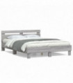 vidaXL Bed Frame with Headboard Grey Sonoma 150x200 cm King Size Engineered Wood
