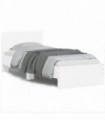vidaXL Bed Frame with Headboard and LED Lights White 90x190 cm Single