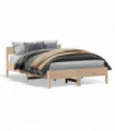 vidaXL Bed Frame with Headboard 135x190 cm Double Solid Wood Pine