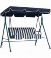 Outsunny Outdoor 3-person Porch Swing Chair with Adjustable Canopy Blue, White