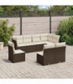 vidaXL 8 Piece Garden Sofa Set with Cushions Brown Poly Rattan