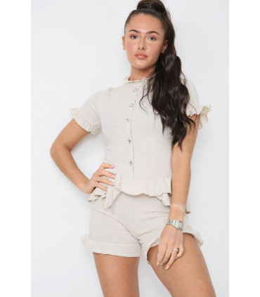 Diamond Frilled Edge Short Co-Ord Set