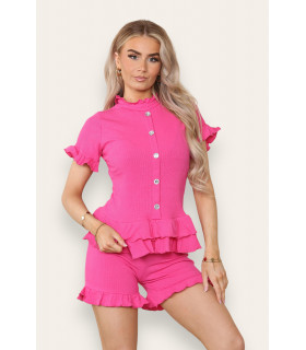 Diamond Frilled Edge Short Co-Ord Set