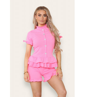 Diamond Frilled Edge Short Co-Ord Set