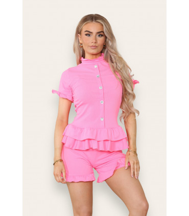 Diamond Frilled Edge Short Co-Ord Set