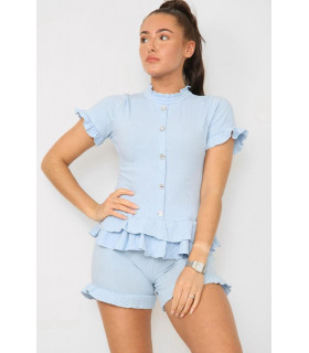 Diamond Frilled Edge Short Co-Ord Set