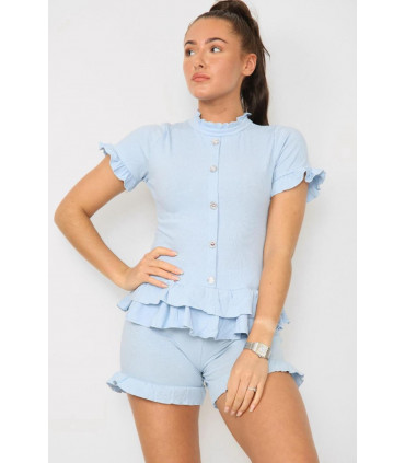 Diamond Frilled Edge Short Co-Ord Set