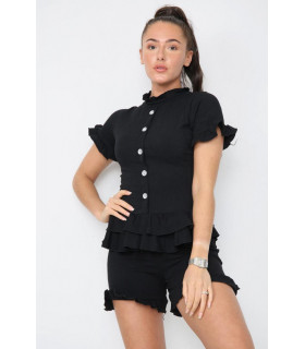 Diamond Frilled Edge Short Co-Ord Set