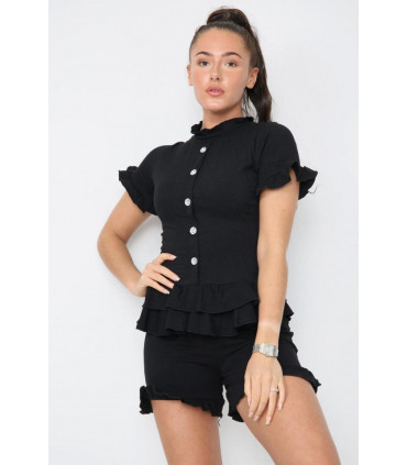 Diamond Frilled Edge Short Co-Ord Set