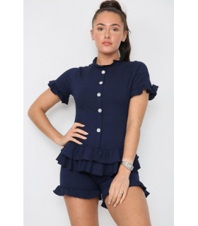 Diamond Frilled Edge Short Co-Ord Set