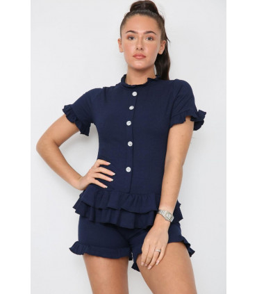 Diamond Frilled Edge Short Co-Ord Set