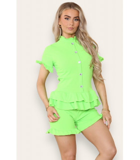 Diamond Frilled Edge Short Co-Ord Set