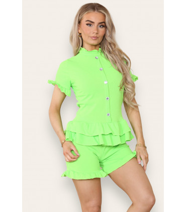 Diamond Frilled Edge Short Co-Ord Set