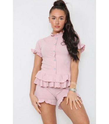 Diamond Frilled Edge Short Co-Ord Set