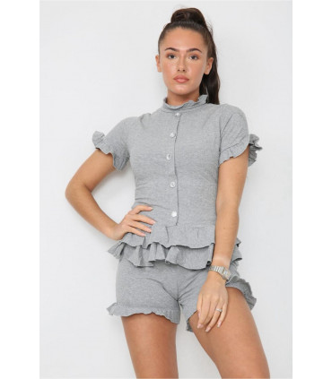 Diamond Frilled Edge Short Co-Ord Set