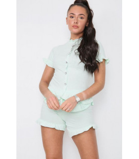 Diamond Frilled Edge Short Co-Ord Set