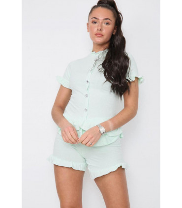 Diamond Frilled Edge Short Co-Ord Set