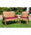 Three Seat Companion Set Angled With Burgundy Cushion