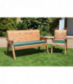 Four Seater Companion Set Angled With Green Cushion