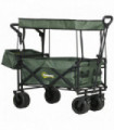 Outsunny Outdoor Push Pull Wagon Stroller Cart with Canopy Top Green